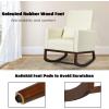 imageGiantex Rocking Chair Fabric High Back Armchair with Waist PillowWooden Tapered ampamp Rocking Dual Legs Multifunctional Upholstered Accent Chair for Nursery Living Room Bedroom Rocker1 BeigeBeige