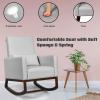 imageGiantex Rocking Chair Fabric High Back Armchair with Waist PillowWooden Tapered ampamp Rocking Dual Legs Multifunctional Upholstered Accent Chair for Nursery Living Room Bedroom Rocker1 BeigeSliver