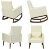 imageGiantex Rocking Chair Fabric High Back Armchair with Waist PillowWooden Tapered ampamp Rocking Dual Legs Multifunctional Upholstered Accent Chair for Nursery Living Room Bedroom Rocker1 BeigeBeige