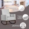 imageGiantex Rocking Chair Fabric High Back Armchair with Waist PillowWooden Tapered ampamp Rocking Dual Legs Multifunctional Upholstered Accent Chair for Nursery Living Room Bedroom Rocker1 BeigeSliver