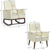 imageGiantex Rocking Chair Fabric High Back Armchair with Waist PillowWooden Tapered ampamp Rocking Dual Legs Multifunctional Upholstered Accent Chair for Nursery Living Room Bedroom Rocker1 BeigeBeige