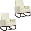 imageGiantex Rocking Chair Fabric High Back Armchair with Waist PillowWooden Tapered ampamp Rocking Dual Legs Multifunctional Upholstered Accent Chair for Nursery Living Room Bedroom Rocker1 BeigeBeige
