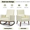 imageGiantex Rocking Chair Fabric High Back Armchair with Waist PillowWooden Tapered ampamp Rocking Dual Legs Multifunctional Upholstered Accent Chair for Nursery Living Room Bedroom Rocker1 BeigeBeige