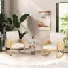 imageGiantex Rocking Chair Fabric Upholstered Glider Rocker Chair with Armrest Rattan Accent Armchair with Soft Padded Seat Max Load 330 Lbs Rocking Chair Nursery for Bedroom Living Room Reading
