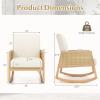 imageGiantex Rocking Chair Fabric Upholstered Glider Rocker Chair with Armrest Rattan Accent Armchair with Soft Padded Seat Max Load 330 Lbs Rocking Chair Nursery for Bedroom Living Room Reading