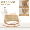 imageGiantex Rocking Chair Fabric Upholstered Glider Rocker Chair with Armrest Rattan Accent Armchair with Soft Padded Seat Max Load 330 Lbs Rocking Chair Nursery for Bedroom Living Room Reading