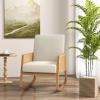imageGiantex Rocking Chair Fabric Upholstered Glider Rocker Chair with Armrest Rattan Accent Armchair with Soft Padded Seat Max Load 330 Lbs Rocking Chair Nursery for Bedroom Living Room Reading