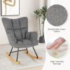 imageGiantex Rocking Chair Nursery Modern Rocking Accent Chair wHigh Backrest Padded Armrests Solid Metal ampamp Wood Frame Upholstered Linen Glider Rocker Chair for Nursery Living Room Bedroom Dark GreyDark Grey