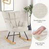 imageGiantex Rocking Chair Nursery Modern Rocking Accent Chair wHigh Backrest Padded Armrests Solid Metal ampamp Wood Frame Upholstered Linen Glider Rocker Chair for Nursery Living Room Bedroom Dark GreyBeige