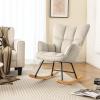 imageGiantex Rocking Chair Nursery Modern Rocking Accent Chair wHigh Backrest Padded Armrests Solid Metal ampamp Wood Frame Upholstered Linen Glider Rocker Chair for Nursery Living Room Bedroom Dark GreyBeige
