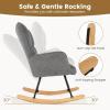 imageGiantex Rocking Chair Nursery Modern Rocking Accent Chair wHigh Backrest Padded Armrests Solid Metal ampamp Wood Frame Upholstered Linen Glider Rocker Chair for Nursery Living Room Bedroom Dark GreyDark Grey