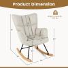 imageGiantex Rocking Chair Nursery Modern Rocking Accent Chair wHigh Backrest Padded Armrests Solid Metal ampamp Wood Frame Upholstered Linen Glider Rocker Chair for Nursery Living Room Bedroom Dark GreyBeige
