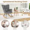 imageGiantex Rocking Chair Nursery Modern Rocking Accent Chair wHigh Backrest Padded Armrests Solid Metal ampamp Wood Frame Upholstered Linen Glider Rocker Chair for Nursery Living Room Bedroom Dark GreyDark Grey