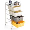 imageGiantex Rolling Storage Cart with 6 Drawers Multipurpose Mobile Organizer Cart for Tools Scrapbook Paper Home Office School BlackBeigeYellowGray