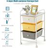 imageGiantex Rolling Storage Cart with 6 Drawers Multipurpose Mobile Organizer Cart for Tools Scrapbook Paper Home Office School BlackBeigeYellowGray