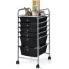 imageGiantex Rolling Storage Cart with 6 Drawers Multipurpose Mobile Organizer Cart for Tools Scrapbook Paper Home Office School BlackBlack
