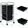 imageGiantex Rolling Storage Cart with 6 Drawers Multipurpose Mobile Organizer Cart for Tools Scrapbook Paper Home Office School BlackBlack