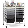 imageGiantex Rolling Storage Cart with 6 Drawers Multipurpose Mobile Organizer Cart for Tools Scrapbook Paper Home Office School BlackBlack Gradient