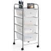 imageGiantex Rolling Storage Cart with 6 Drawers Multipurpose Mobile Organizer Cart for Tools Scrapbook Paper Home Office School BlackClear White