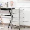 imageGiantex Rolling Storage Cart with 6 Drawers Multipurpose Mobile Organizer Cart for Tools Scrapbook Paper Home Office School BlackClear White