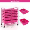 imageGiantex Rolling Storage Cart with 6 Drawers Multipurpose Mobile Organizer Cart for Tools Scrapbook Paper Home Office School BlackHot Pink