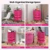 imageGiantex Rolling Storage Cart with 6 Drawers Multipurpose Mobile Organizer Cart for Tools Scrapbook Paper Home Office School BlackHot Pink