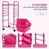 imageGiantex Rolling Storage Cart with 6 Drawers Multipurpose Mobile Organizer Cart for Tools Scrapbook Paper Home Office School BlackHot Pink