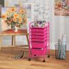 imageGiantex Rolling Storage Cart with 6 Drawers Multipurpose Mobile Organizer Cart for Tools Scrapbook Paper Home Office School BlackHot Pink