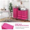 imageGiantex Rolling Storage Cart with 6 Drawers Multipurpose Mobile Organizer Cart for Tools Scrapbook Paper Home Office School BlackHot Pink