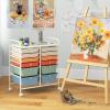 imageGiantex Rolling Storage Cart with 6 Drawers Multipurpose Mobile Organizer Cart for Tools Scrapbook Paper Home Office School BlackMacaron