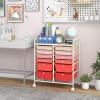 imageGiantex Rolling Storage Cart with 6 Drawers Multipurpose Mobile Organizer Cart for Tools Scrapbook Paper Home Office School BlackPink Gradient