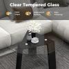 imageGiantex Round Coffee Table 295 Modern Tempered Glass Top Accent Table with Transparent Tabletop ampamp Rubber Wood Frame Circle Glass Coffee Table Center Table for Living Room ampamp Office