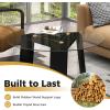 imageGiantex Round Coffee Table 295 Modern Tempered Glass Top Accent Table with Transparent Tabletop ampamp Rubber Wood Frame Circle Glass Coffee Table Center Table for Living Room ampamp Office