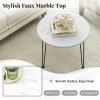 imageGiantex Round Coffee Table Faux Marble Center Table with Metal Legs Sofa Accent Side Table Modren Coffee Tables for Living Room Bedroom Balcony Small Space WhiteWhite