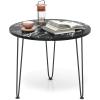 imageGiantex Round Coffee Table Faux Marble Center Table with Metal Legs Sofa Accent Side Table Modren Coffee Tables for Living Room Bedroom Balcony Small Space WhiteBlack