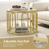 imageGiantex Round Glass Coffee Table 2Tier Modern Side Sofa Tea Table with Tempered Glass Top ampamp Oval Swivel Brackets 24quot Circle Cocktail Tables Accent Center Table for Living Room Office GoldGold