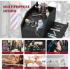 imageGiantex Salon Cart for Hair Stylists Lockable Wood Trolley Cart on Wheels 3Drawer Storage Cabinet Side Tool Tray Hair Dryer Holders Rolling Salon Station for Beauty Spa Barber TattooBlack