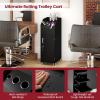 imageGiantex Salon Cart for Hair Stylists Lockable Wood Trolley Cart on Wheels 3Drawer Storage Cabinet Side Tool Tray Hair Dryer Holders Rolling Salon Station for Beauty Spa Barber TattooBlack