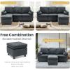 imageGiantex Sectional Sofa Set Convertible LShaped Couch with Ottoman 2 Bolsters Comfy Fabric Modular Sleeper Bed for Living Room Reception Room Home Office Apartment 73x 315x 34 Grey