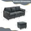 imageGiantex Sectional Sofa Set Convertible LShaped Couch with Ottoman 2 Bolsters Comfy Fabric Modular Sleeper Bed for Living Room Reception Room Home Office Apartment 73x 315x 34 Grey