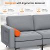 imageGiantex Set of 2 Single Sofa Accent Chairs wCushion Bolster Armrest Magazine Caddy Holder Pockets Armchair Living Room Upholstered Leisure Chair for Bedroom Reception Room Dark GreyGreyorange