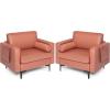 imageGiantex Set of 2 Single Sofa Accent Chairs wCushion Bolster Armrest Magazine Caddy Holder Pockets Armchair Living Room Upholstered Leisure Chair for Bedroom Reception Room Dark GreyRed