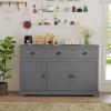 imageGiantex Sideboard Buffet Server Storage Cabinet Console Table Home Kitchen Dining Room Furniture Entryway Cupboard with 2 Cabinets and 3 Drawers Adjustable Shelves GrayGrey