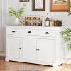 imageGiantex Sideboard Buffet Server Storage Cabinet Console Table Home Kitchen Dining Room Furniture Entryway Cupboard with 2 Cabinets and 3 Drawers Adjustable Shelves GrayWhite