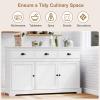 imageGiantex Sideboard Buffet Server Storage Cabinet Console Table Home Kitchen Dining Room Furniture Entryway Cupboard with 2 Cabinets and 3 Drawers Adjustable Shelves GrayWhite