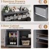 imageGiantex Sideboard Buffet Server Storage Cabinet Console Table Home Kitchen Dining Room Furniture Entryway Cupboard with 2 Cabinets and 3 Drawers Adjustable Shelves GrayGrey