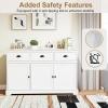 imageGiantex Sideboard Buffet Server Storage Cabinet Console Table Home Kitchen Dining Room Furniture Entryway Cupboard with 2 Cabinets and 3 Drawers Adjustable Shelves GrayWhite