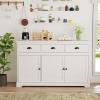 imageGiantex Sideboard Buffet Server Storage Cabinet Console Table Home Kitchen Dining Room Furniture Entryway Cupboard with 2 Cabinets and 3 Drawers Adjustable Shelves GrayWhite