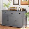 imageGiantex Sideboard Buffet Server Storage Cabinet Console Table Home Kitchen Dining Room Furniture Entryway Cupboard with 2 Cabinets and 3 Drawers Adjustable Shelves GrayGrey