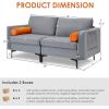 imageGiantex Single Sofa Accent Chair Armchair wComfy Cushion Bolster Armrest Magazine Caddy Pockets Living Room Upholstered Leisure Chair for Bedroom Reception Room Dark GreyGreyorange